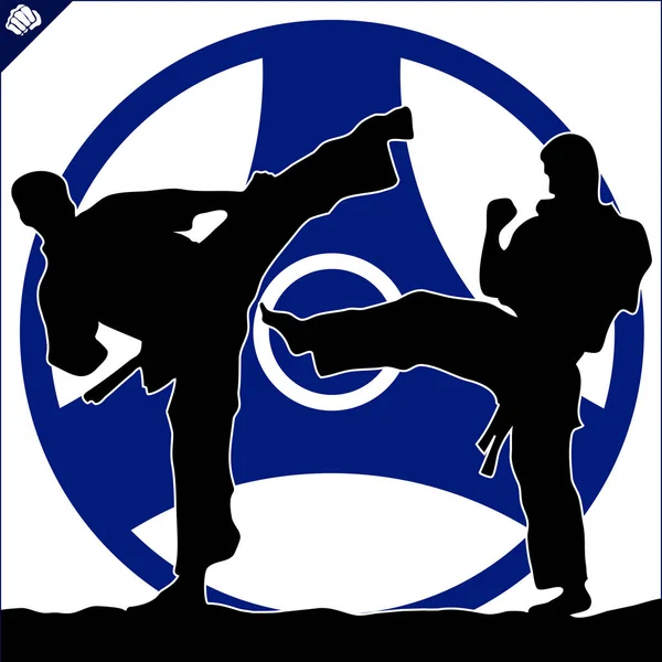Martial art gekleurde simbol ontwerp. Karaatembleem. — Stockvector