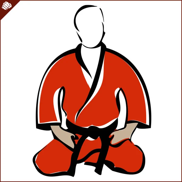 Martial art gekleurde simbol ontwerp. Karaatembleem. — Stockvector