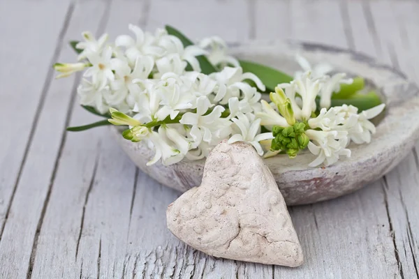 Bodegón con pequeñas flores blancas de primavera —  Fotos de Stock
