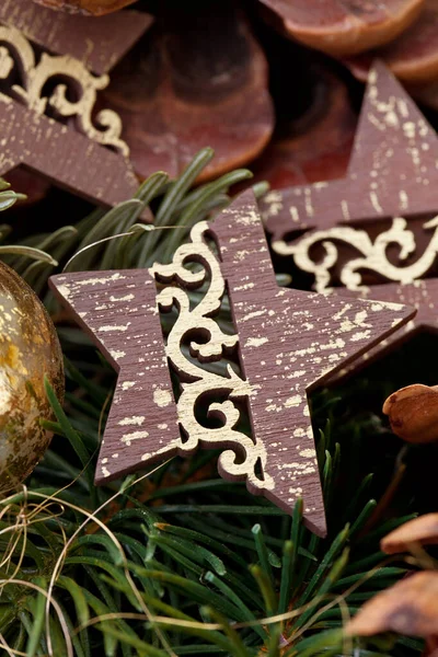 Rustic Christmas Still Life With Star — Stock Photo, Image
