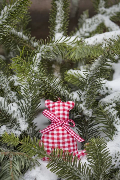 Ornement de tissu blanc rouge chat de Noël — Photo