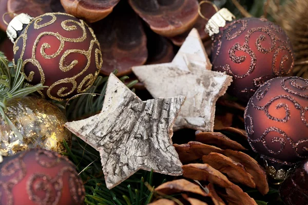 Rustikální vánoční zátiší s hvězdou — Stock fotografie