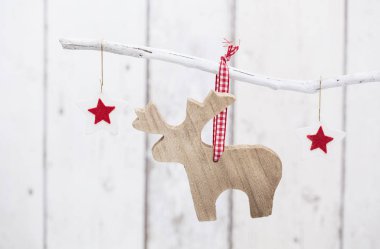 Asılı Tahta Noel Ren Geyiği Süslemesi