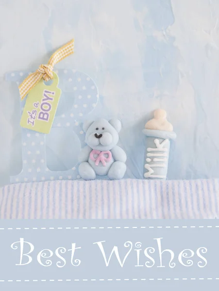 Blue Baby Boy Najlepsze życzenia Design — Zdjęcie stockowe