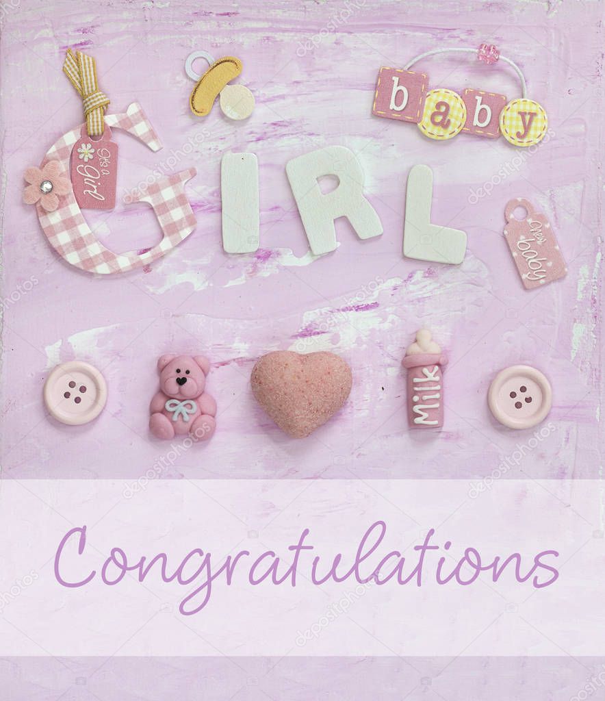 Pink Baby Girl Card Design