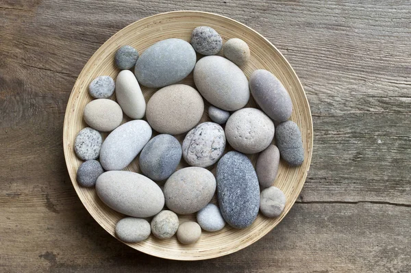 Flatlay met het verzamelen van kiezelstenen Stockfoto