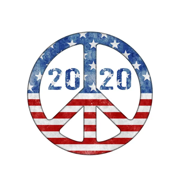 2020 Peace Sign In Unites States Flag Design — Stok fotoğraf