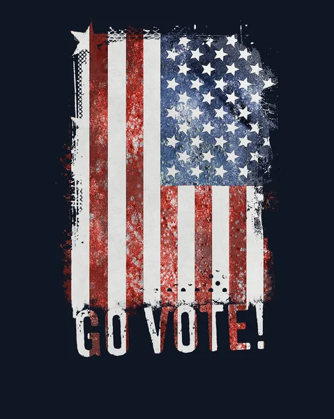 Unites States Flag Grunge Look Go Vote — Stockfoto