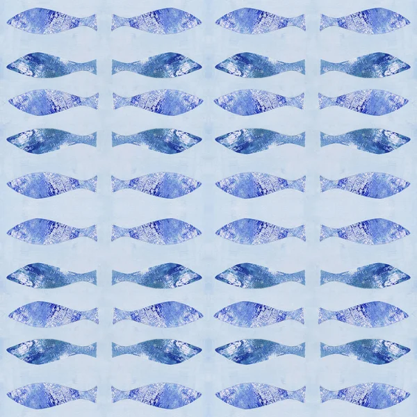 Azul Allover peces patrón de azulejo — Foto de Stock