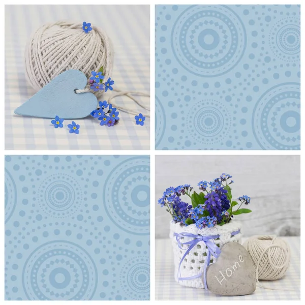 Forget Me Not And Hearts Collage Royalty Free Φωτογραφίες Αρχείου