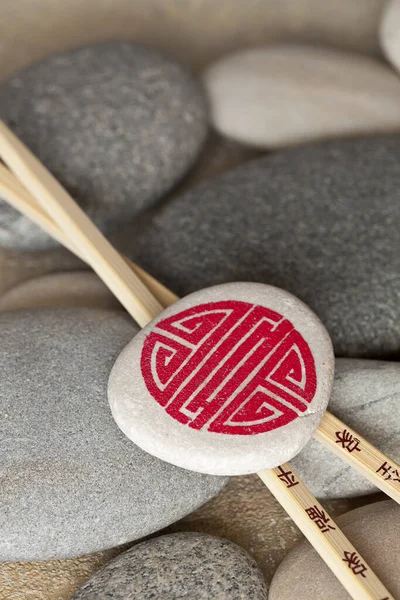Zen Style Still Life Chopsticks Pebble — Stock Photo, Image