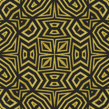 Bir Art Deco 'da kusursuz desenli fayanslar. Siyah üzerinde zarif altın etkisi olan bir tarz.