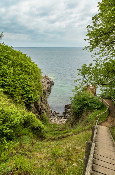 Impresión Del Mar Báltico Iith Una Escalera Empinada Que Conduce — Foto de Stock