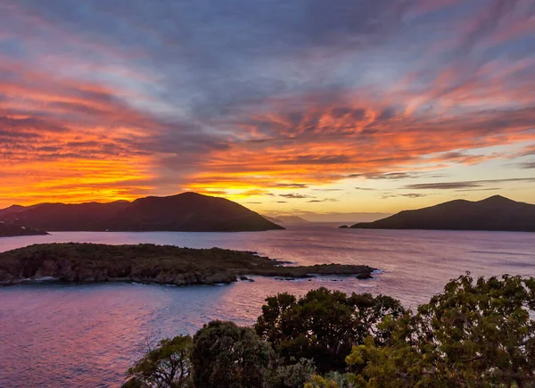 Britische Jungferninseln Dramatischer Karibischer Sonnenuntergang Von Great Camanoe Island Aus — Stockfoto