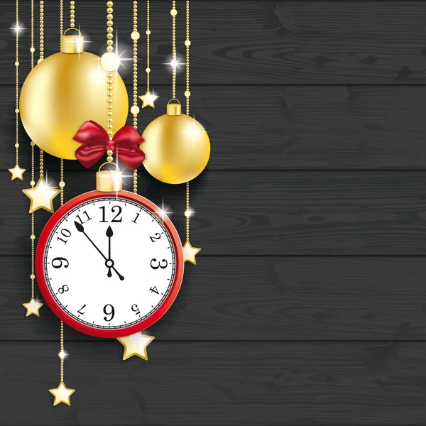 Weihnachtskugeln mit Uhr — Stockvektor