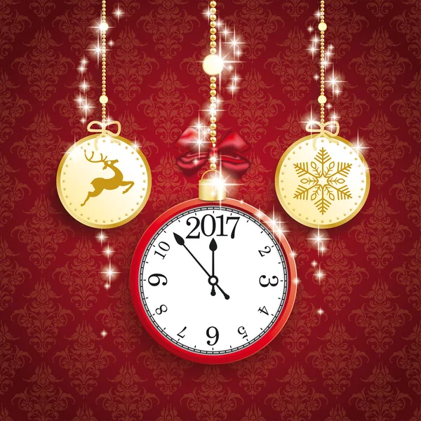 Reloj de Navidad 2017 — Archivo Imágenes Vectoriales