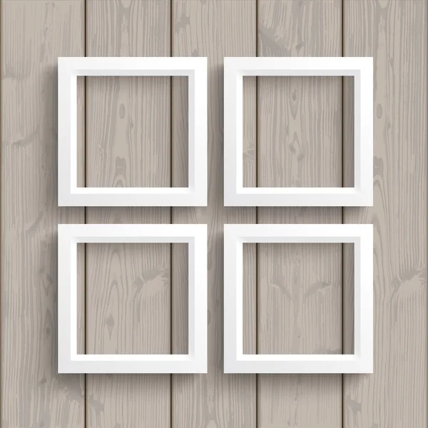 Witte frames op de houten — Stockvector