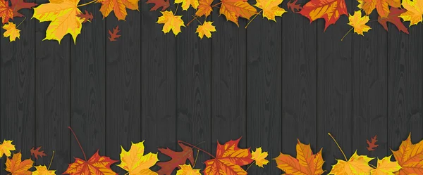 Dunkles Holz Herbst Laub Header — Stockvektor