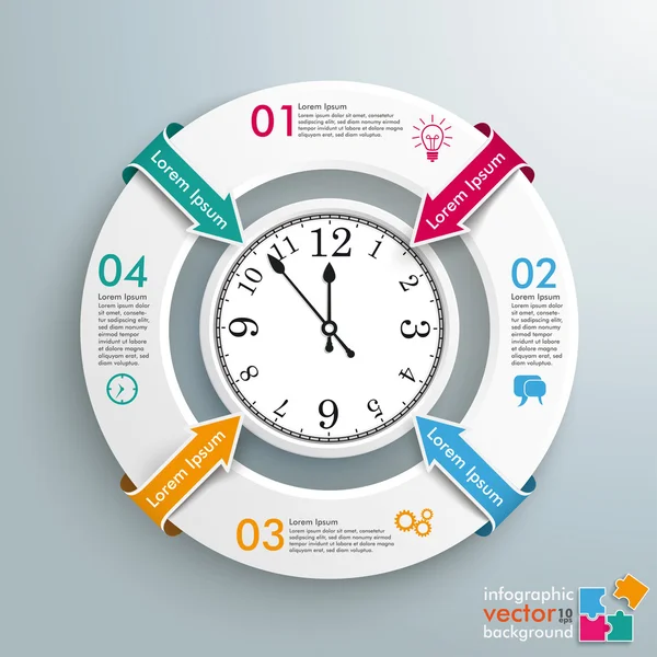 Infographie avec anneau blanc et horloge — Image vectorielle