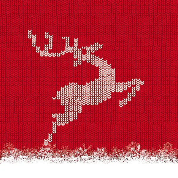 Fond tricoté rouge Renne — Image vectorielle