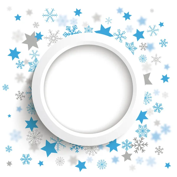 Witte ring met blauwe sneeuwvlokken — Stockvector