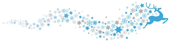 Copos de nieve, renos y estrellas — Vector de stock
