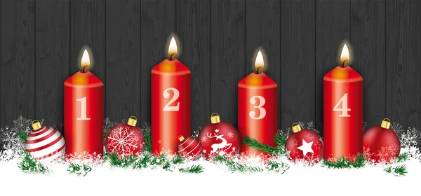 Weihnachtskarte mit 4 Kerzen — Stockvektor
