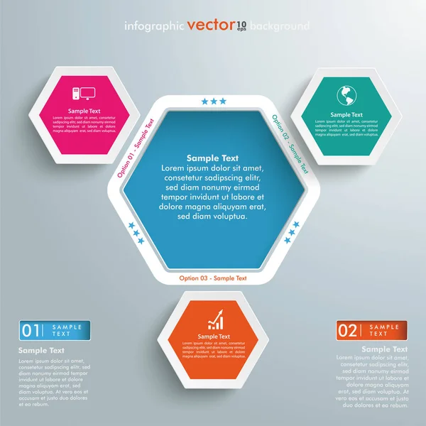 Diseño infográfico con hexágonos — Vector de stock