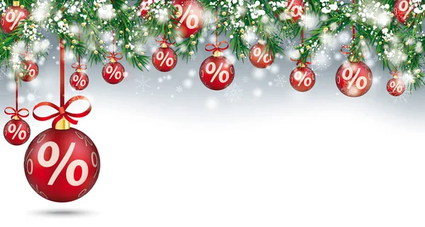 Julkort med röda procent grannlåt — Stock vektor