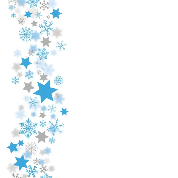 Snow  and stars on the white — Stock Vector