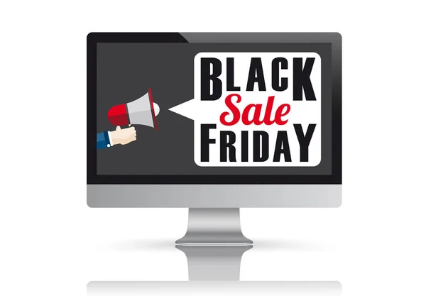 Black Friday PC Monitor — Stock Vector