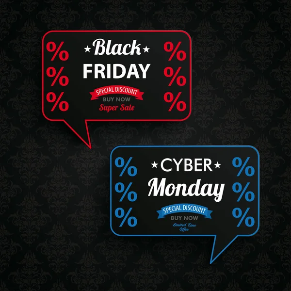 Black Friday Cyber Monday Ornamente — Stockvektor