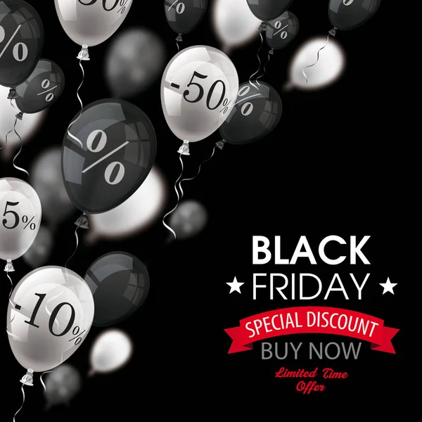 Black Friday Globos blancos negros — Archivo Imágenes Vectoriales