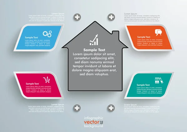 Skos prostokąty House Infografika — Wektor stockowy