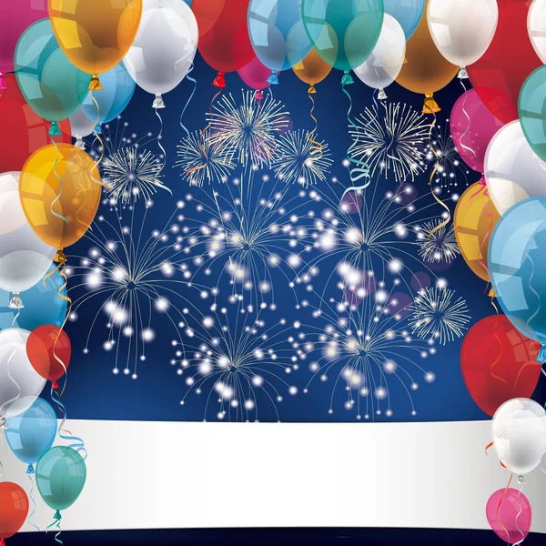 Silvester con palloncini colorati — Vettoriale Stock