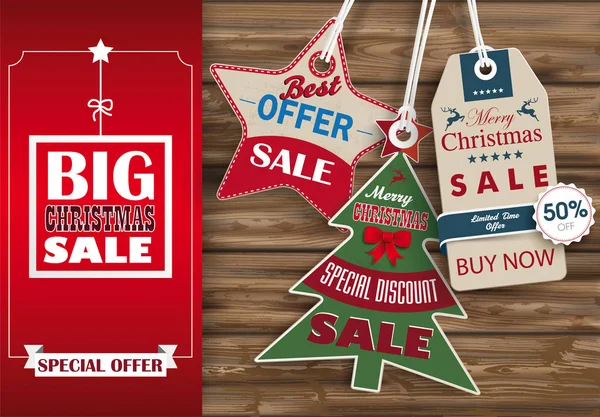Banner com fita para venda de Natal —  Vetores de Stock