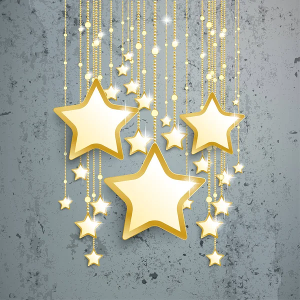 Estrelas douradas no fundo de concreto — Vetor de Stock
