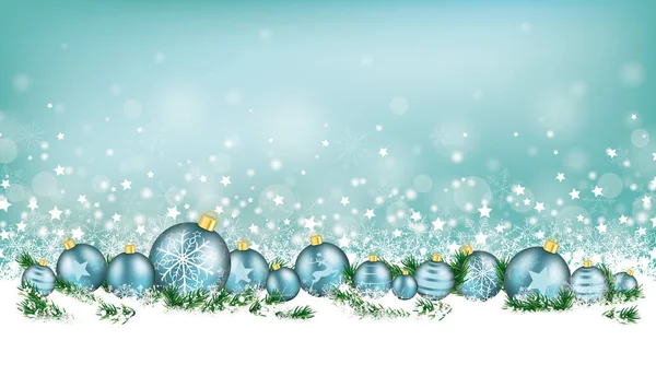 Cyan christmas header with snow — Stock Vector