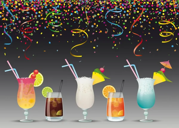 Confetti colorati con cocktail — Vettoriale Stock