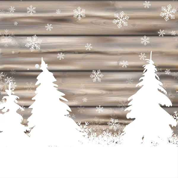 白いモミの木と雪の結晶 — ストックベクタ