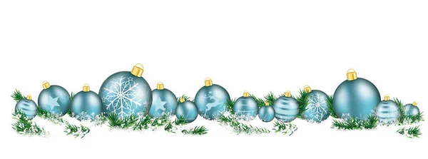 Cyan christmas baubles with twigs — Stock Vector