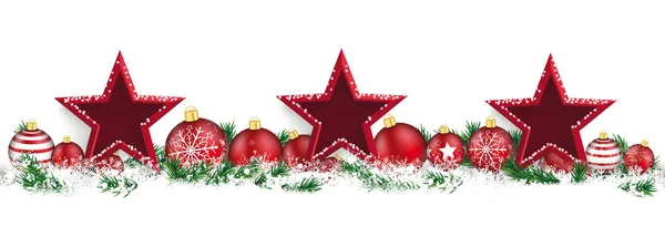 Piros karácsonyi baubles, gallyak — Stock Vector