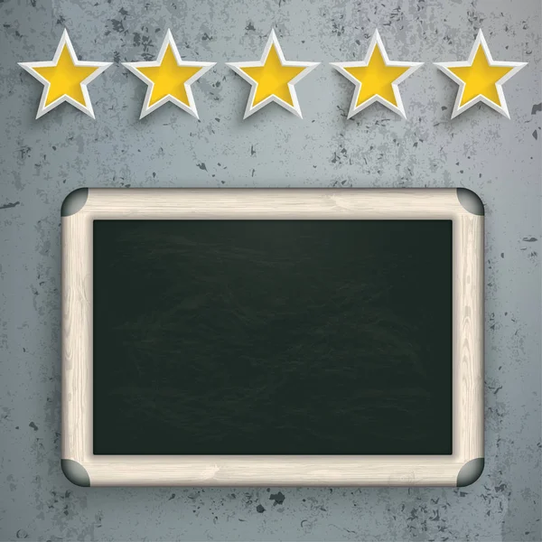 5 rating sterren met schoolbord — Stockvector