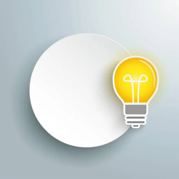 Círculo de papel com lâmpada de ideia — Vetor de Stock