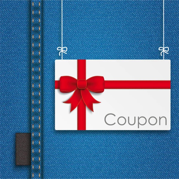 Jeans avec carte de coupon blanc — Image vectorielle