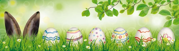 Oreilles de lièvre aux œufs de Pâques — Image vectorielle