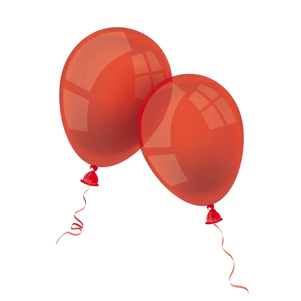 Dos globos rojos — Vector de stock