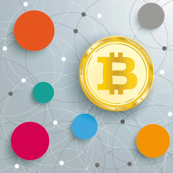 Infographie avec cercles et Bitcoin doré — Image vectorielle