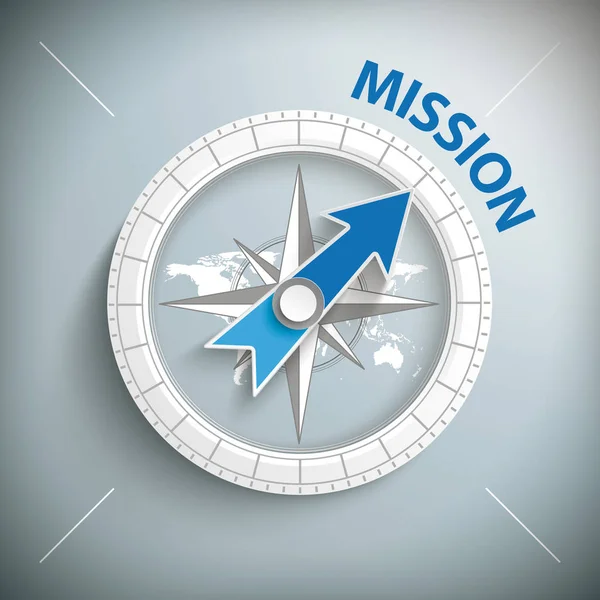 Compass with text Mission — Stock Vector