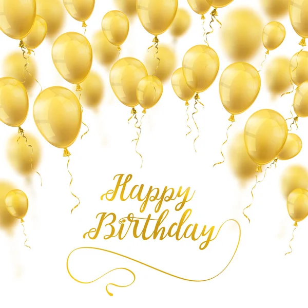 Χρυσή μπαλόνια καλύπτουν χαρούμενα γενέθλια — Φωτογραφία Αρχείου